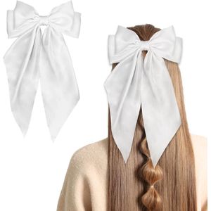 Inovra - Grote Haarstrik Haarclip Voor Vrouwen - Luxe Franse Haarspeld - Haarspelden Voor Haarstrikken (Puur Wit) . - Haaraccessoire