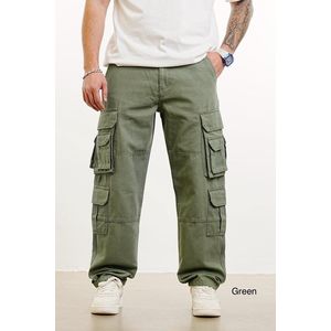 Cargobroek - STRAIGH FIT -heren broek met zakken- Regular FIT -groen |W30