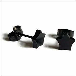 Aramat jewels ® - Zweerknopjes ster oorbellen 7mm staal zwart