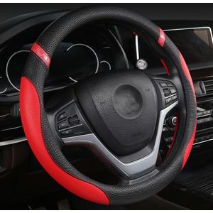 Stuurhoes Geschikt voor auto, universele leren stuurhoes Geschikt voor dames, 15 inch (rood)