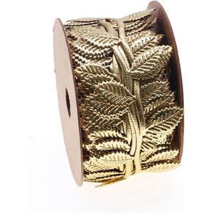 Goudkleurig lint met bladeren en strepen - voor doe-het-zelf handwerk, feest en decoratie