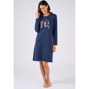 Damart - Kerstnachthemd van jerseytricot zuiver kamkatoen - Blauw - 38-40 (S)