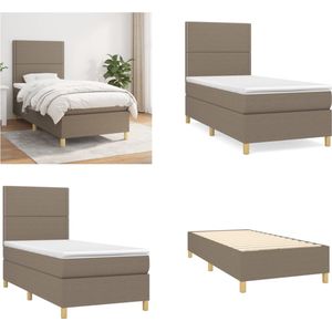 vidaXL Boxspring met matras stof taupe 80x200 cm - Boxspring - Boxsprings - Bed - Slaapmeubel