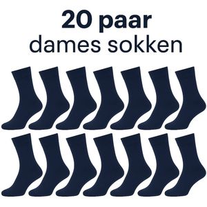 Knapp Dames Sokken – 20 paar – Donker Blauw - Katoen – Maat 35-38