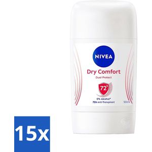 15 x NIVEA - Deostick - Droog Comfort - 72 Uur Anti-Transpirant - 50 ml - Anti-Transpirant Stick - Deo Stick - Zweetbescherming - Droog Comfort - Huidgevoel