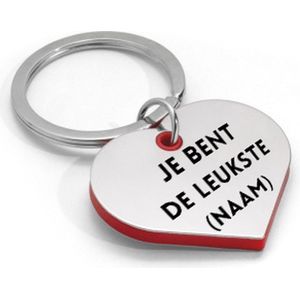 Gegraveerde sleutelhanger met naam je bent de leukste - Liefde - Cadeau voor hem en haar - Verjaardag - Valentijn - Gepersonaliseerd - 5 x 3 CM