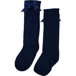 iN ControL 2pack kniekousen met satijnen strik - NAVY - 35/38