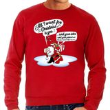 Grote maten foute Kersttrui / sweater - Zingende kerstman met gitaar / All I Want For Christmas - rood voor heren - kerstkleding / kerst outfit XXXXL