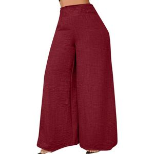 Livano Linnen Broek Dames - Zomerbroek - Volwassenen - Lange Broek - Pantalon - Strandbroek - Zomer - Ibiza Stijl - Bordeauxrood - Maat S