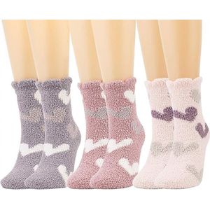 3 paar damesfleecessokken, damessokken, winter damessokken pantoffels sokken voor meisjes kinderen dames dames, Winter, verdikte halfhoge sokken, vloersokken, slaapsokken
