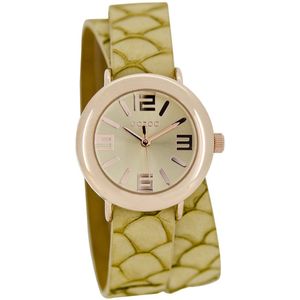 OOZOO Timepieces - Rosé goudkleurige horloge met zand leren band - C6540