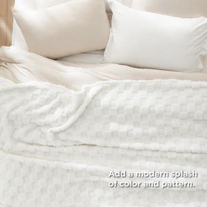 Ibenzoa® Zachte en Comfortabele Wit Ruit Ontwarpt Dekens voor Bed - Premium Fleece