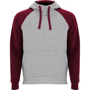 Grijs / Donker Rood Hoodie met raglan mouwen model Badet merk Roly maat 3XL