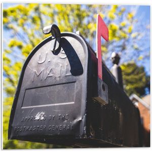 Forex - Zwarte Brievenbus - 50x50cm Foto op Forex