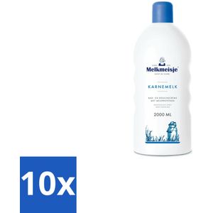 10 x Melkmeisje Bad en Douche Crème Karnemelk 2000 ml - Gevoelige Huid - Frisse Geur - Romige Textuur - Melkmeisje