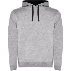 Licht Grijze heren Hoodie met Zwarte binnenzijde capuchon en koord Urban merk Roly maat XL