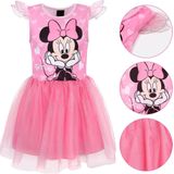 DISNEY Minnie Mouse Roze jurk met tule en korte mouwen, meisjesjurk