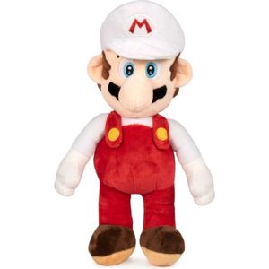 Super Mario Bros (Wit/Rood) Pluche Knuffel XXL 95 cm {Nintendo XL Plush Toy | Extra groot speelgoed knuffelpop voor kinderen jongens meisjes | Mario, Luigi, Peach, Toad, Donkey Kong, Bowser, Yoshi}