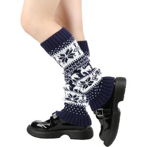 Dames beenwarmers winter gebreide beenwarmers Bohemen kousen legwarmers legging kerstkous - marineblauw