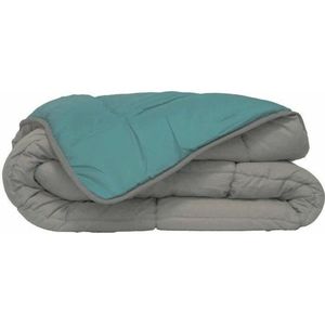 Bedrukt Dekbed Hoesloos Wasbaar Zonder Overtrek Tweepersoons - Zelesta® Easybed - Lichtgrijs & Zeegroen 200x200cm
