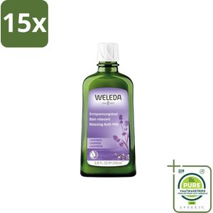 15 x WELEDA - Ontspanningsbadmelk - Lavendel - 200 ml - Grootverpakking - Lavendel Badmelk - Ontspanningsbad - Aromatherapie - Natuurlijke Badproducten - Weleda