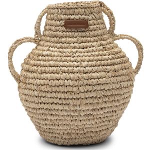 Riviera Maison Vaas Droogbloemen Naturel decoratieve rieten pot met handvaten - Coco Island bloemen mand rotan