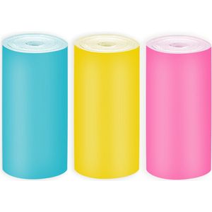 3 Rollen Gekleurd Pocket Printer Papier - Voor Mini Pocket Printer - Mini Printer Rollen Papier - Thermisch Papier Mini Printer - Navulling Mini Printer - Navulling Pocket Printer - Navullingen Mini Pocket Printer