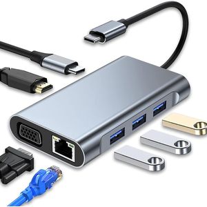 Multiport Adapter - USB-C naar HDMI USB 3.0 SD TF Ethernet