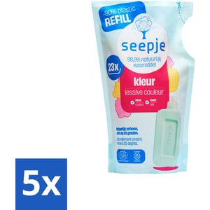 Seepje - Wasmiddel - Vloeibaar & Milieuvriendelijk - Kleur - Navulling - Magische Magnolia - 23 Wasbeurten - 1 liter - Bulkverpakking - 5 stuks