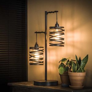 Tafellamp 2-Lichtbronnen - Cilinder - Ø14cm - Metaal - Lamp Spindle - Giga Meubel