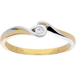 Glow 214.522056 Dames Ring - Sieraad - 0,03 crt - 14 Karaat Goud - Diamant - 4 mm breed