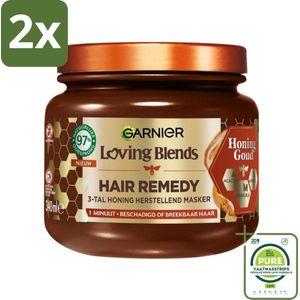 Garnier - Loving Blends Honing Goud - Hair Remedy Haarmasker - Beschadigd & Breekbaar Haar - 340 ml - Voordeelverpakking - 2 stuks - Haar masker - Beschadigd haar