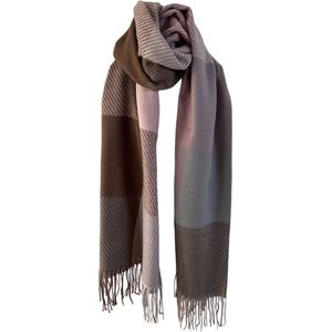 ASTRADAVI Winter Sjaals - Sjaal - Warme en Zachte Unisex Omslagdoek - Lange Tassel Sjaal 190x70 cm - Geruit - Roze, Groene, Bruin