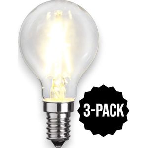 3-Pack | Kogellamp - E14 - 2W - Extra Warm Wit - 2700K - Filament - Helder