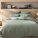 Matt & Rose - Dekbedovertrek - Mosgroen - Mousseline Katoen - 260x240 + 2 kussenslopen 65x65