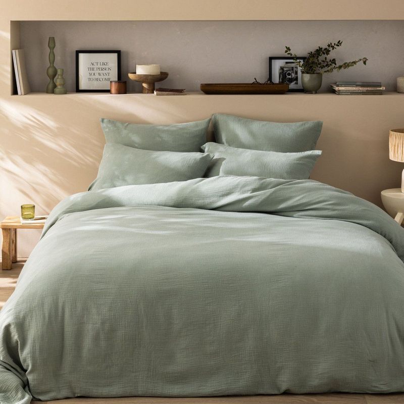 Matt & Rose - Dekbedovertrek - Mosgroen - Mousseline Katoen - 260x240 + 2 kussenslopen 65x65