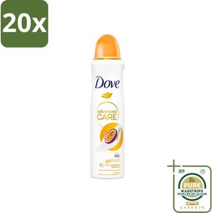 20 x Dove - Deospray - Passievrucht & Citroengras - 150 ml - Grootverpakking - Dove Deodorant Spray - Anti-Transpirant Spray - Passievrucht En Citroengras - Geur - Okselbescherming