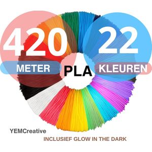 YEMCreative® PLA Filament 3D pen - PLA Navulling - 420 Meter - 22 Kleuren - Elk 5 meter - 1,75mm - Navulling - Hervulling