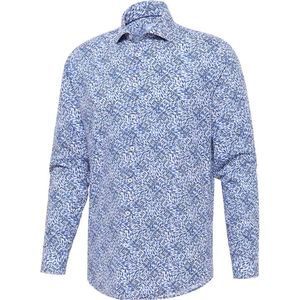 Blue Industry - Blauw Overhemd Print - Heren - Maat 42 - Slim-fit