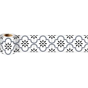 CSGoods - Zelfklevende Muurgrens Sticker voor Badkamer, Woonkamer en Keuken - Zwart met Stippen Patroon - 17cm x 240cm