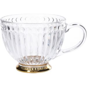 HOMLA Ton-theekop transparant in vintage stijl - functionele beker met elegant patroon - voor feesten banketten theeservies - inhoud 0,36 l
