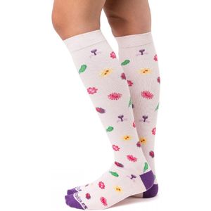 Compressiesokken Bacteriën - S/M - Compressiesokken Dames voor Verpleegkundigen - Leuke Print - Zorg - Compressiekousen - Sokken