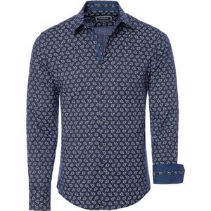 Blauw Overhemd Bloemenprint Lange Mouw Heren Carisma 8532 - M