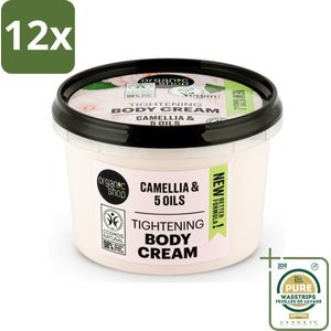 Organic Shop - Organic Camellia & 5 Oils Body Cream - Verzachtend en Hydraterend - 250 ml - Voordeelverpakking - 12 stuks - Verzachtende bodycrème - Kamelia bodycrème