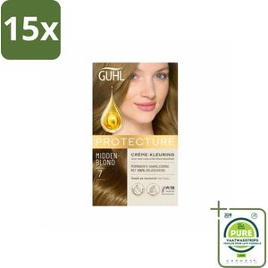 15 x Guhl - Crème-kleuring - No. 7 Middenblond Beschermend - Haarverf - Grootverpakking - Haarverf - Middenblond - Permanente Haarkleuring - Grijsdekking - Haarverzorging