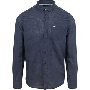 NZA - Effen linnen overhemd - Traditional Navy