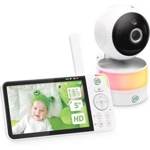 Video babyfoon met 5 inch 720p HD display, 360° Pan & Tilt, 8x zoomcamera, kleuren-nachtzicht, nachtlicht, tweewegintercom en slimme sensoren