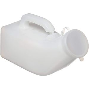 Urinaal Mannen - Plasfles Mannen - Camping Toilet - Plastic - Urinaal Voor Mannen - Antispat Urinebeker - Groot 1200ml - Urinaal Mannen Met Deksel - Herbruikbaar - Voor Ouderen, Ziekenhuis, Kamperen - Wit