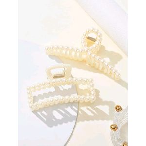 2 stks Faux Pearl Decor Haarklauw/ haarklem voor Dik Haar Wit Haar Clips voor Bruiloft Antislip Jaw Clips Haar Styling Gift Haar Accessoires voor Vrouwen en Meisjes