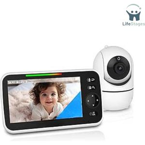 LifeStages - Babyfoon Met Camera Bestverkocht - Babyfoon Met Camera En Nachtzicht - Pan-Tilt-Zoom - Video Babyfoon Geen WiFi - 2-Weg Gesprek - Temperatuur